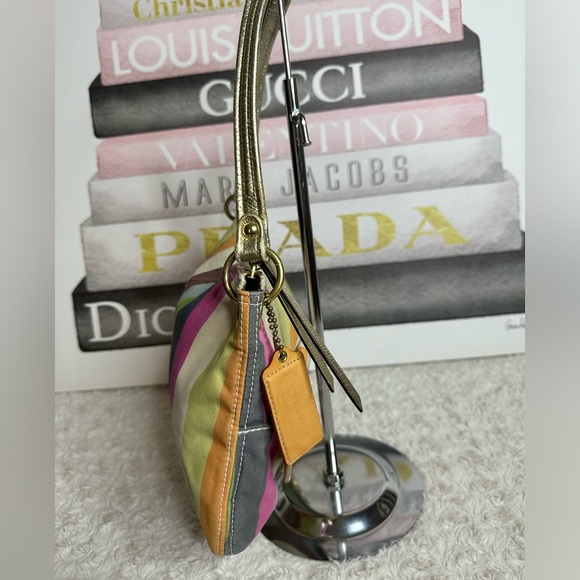 COACH POPPY LEGACY STRIPE HIPPIE SHOULDER BAG 19025 MULTICOLOR - Picture 12 of 15